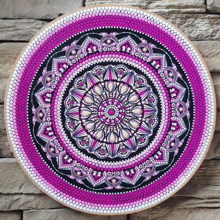 Ručně malovaná dřevěná mandala - Ø 45,5 cm